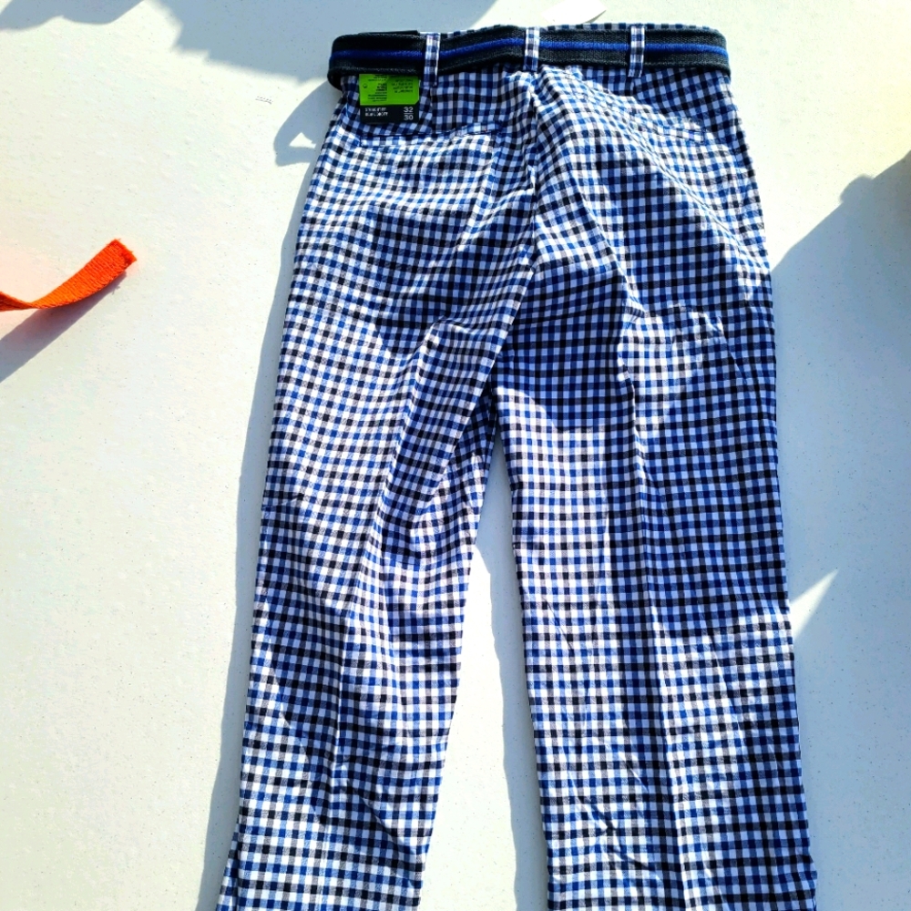 Izod golf pants checkered blue/white 32×30